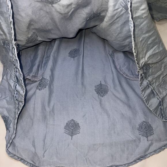 Anthropologie Holding Horses Dress Size XS Blue Chambray Plumage Embroidery READ - Picture 6 of 14